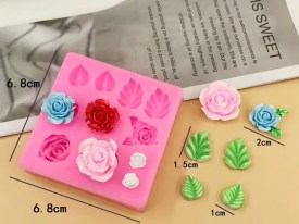 Molde silicona 7 rosas 4 flores